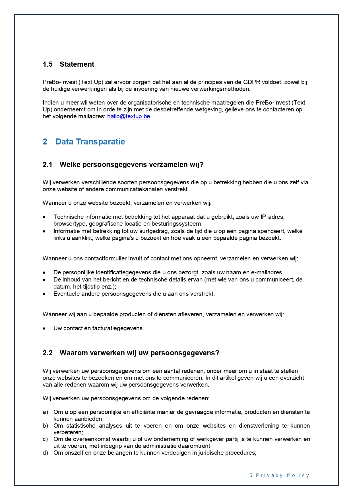 02 Privacy Policy textup.be NL V1.0 page 0005