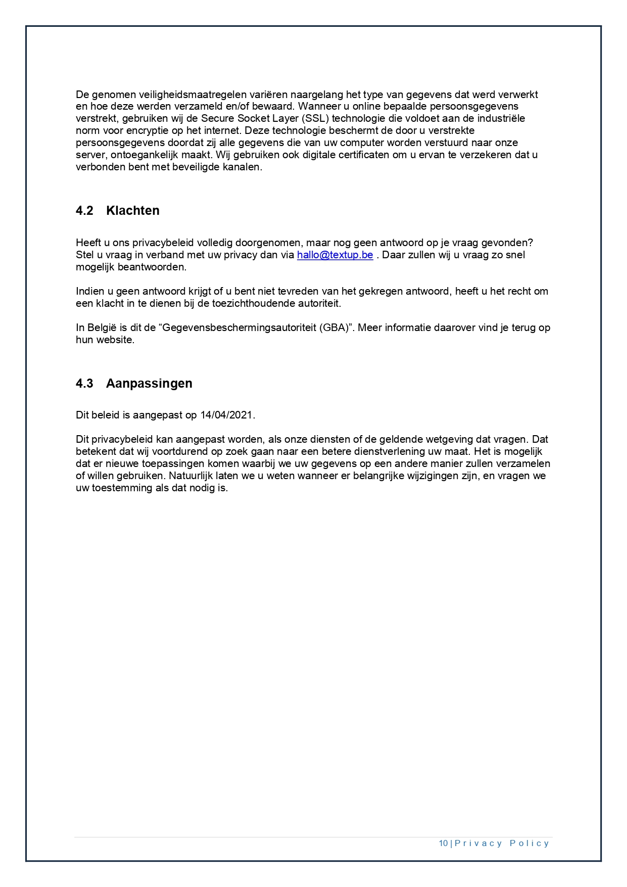 02 Privacy Policy textup.be NL V1.0 page 0010
